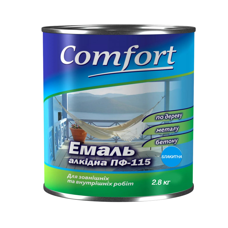 Емаль алкідна COMFORT ПФ-115, глянець блакитний, 2,8кг